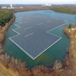 Solar panels are being installed on reservoirs in New Jersey to provide electricity for a water treatment plant.